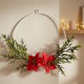 Corona decorativa poinsettia e rami di conifere artificialmente Ø30cm | Floristik24.it