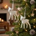 Decorazione natalizia renna floccata da appendere bianco nero 2 pezzi | Floristik24.it