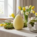 Decorazione uovo di Pasqua uovo in plastica giallo chiaro floccato 20cm | Floristik24.it
