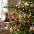 Angelo di carta Angelo di Natale decorazione vino rosso rosa H12cm 4 pezzi | Floristik24.it