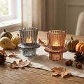 Portacandele candeliere in vetro grigio marrone H6,5 cm 2 pezzi | Floristik24.it