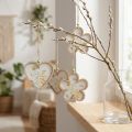 Ciondolo decorativo in legno fiore cuore motivo fiori 12 cm 6 pz | Floristik24.it