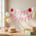 Ghirlanda decorativa di bandierine per compleanno, in feltro, rosa, 300 cm | Floristik24.it