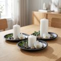 Piatto decorativo rotondo in metallo nero Ø23cm H2,5cm 3 pezzi | Floristik24.it