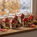 Casa in ceramica con finestra rossa sul tetto e cuore - 6 cm - Decorazione idilliaca per la casa e il giardino - 6 pz | Floristik24.it