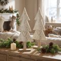 Decorazione per albero di Natale in feltro con cuore beige crema H35cm 2 pz | Floristik24.it