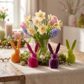 Piccoli coniglietti pasquali seduti, colorati, 13 cm, 8 pezzi | Floristik24.it