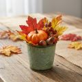 Fioriera con decorazione a foglia, vaso in metallo per l'autunno, secchio per piante verdi Ø10cm H10cm | Floristik24.it