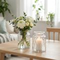 Vaso in vetro con motivo, lanterna in vetro trasparente H15cm Ø11cm 2pz | Floristik24.it