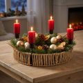 Vassoio decorativo in legno portacandele in metallo naturale nero Ø30cm | Floristik24.it