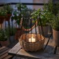 Lanterna con manico e vetro nero naturale Ø18cm H22cm | Floristik24.it