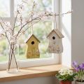 Decorazione per casetta per uccelli da appendere in legno bianco giallo 13 cm 2 pz | Floristik24.it