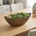 Vaso per piante con scanalature ovale antracite oro 41,5×16×16cm | Floristik24.it