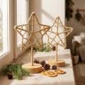 Decorazione stella supporto in legno metallo fibra naturale Ø15cm 2pz | Floristik24.it