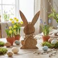 Coniglietto in legno seduto, legno di mango, decoro pasquale colori naturali H18,5cm | Floristik24.it