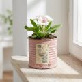 Vaso da fiori decorativo rotondo in metallo anticato, per rose, Ø8cm H7.5cm | Floristik24.it
