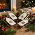 Slitta natalizia in legno bianco/oro 15,5x6,5x4cm 4pz | Floristik24.it