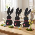 Decorazione da tavolo Decorazione coniglietto pasquale in feltro nero con cuore 45 cm 3 pz | Floristik24.it