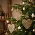 Cuore decorativo in iuta naturale per decorazioni natalizie da appendere 20 cm 4 pz | Floristik24.it