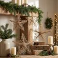 Stella di Natale di iuta rustica naturale 30 cm 4 pezzi | Floristik24.it