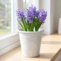 Vaso per piante con ornamenti, contenitore in metallo, bianco, Ø15,5cm, H14,5cm | Floristik24.it