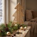 Albero di Natale decorativo in metallo rafia nero naturale 21x11,5x45cm | Floristik24.it