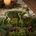 Figure decorative di cervo Cervo floccato verde natalizio con cerbiatto in un set H9/5,5 cm 4 pezzi | Floristik24.it