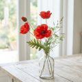 Fiore decorativo da giardino papavero con 3 fiori rossi L70 cm | Floristik24.it