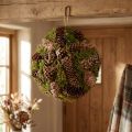 Palla decorativa coni veri con decorazione naturale di muschio Ø25cm H25cm | Floristik24.it