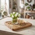 Vassoio decorativo in legno di mango con motivo floreale, dimensioni 25×20 cm. | Floristik24.it