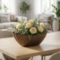 Vaso per piante con scanalature ovale barca antracite oro 36cm | Floristik24.it