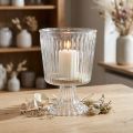 Coppa lanterna in vetro decorazione in vetro scanalato Ø11,5cm H15cm | Floristik24.it