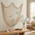 Rete da pesca marittima, rete decorativa con conchiglie 100×120 cm | Floristik24.it