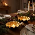 Portacandele natalizio decorazione teglia nero oro Ø12cm 2 pezzi | Floristik24.it