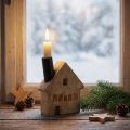 Portacandele decorativo a forma di casa in legno, nero, 10,5×3,5×13 cm | Floristik24.it