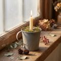 Portacandele conico vintage tazza decorativa grigia Ø11cm H11cm | Floristik24.it