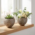 Ciotola decorativa vaso di fiori in ceramica beige marrone Ø15cm 2pz | Floristik24.it