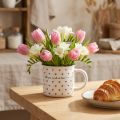 Tazza con cuori tazza in ceramica bianca rossa Ø9cm H9cm | Floristik24.it