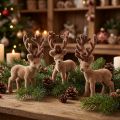 Deco cervo mini marrone floccato 11 cm 6 pz | Floristik24.it