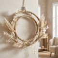Doppio anello decorativo, stile boho, decorazione da parete e da finestra, anello in metallo di iuta, colore argento naturale, Ø41cm | Floristik24.it