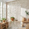 Portavasi in macramè boho, decorazione sospesa, decorazione per finestra con pannello oscillante per fiori, 40x15 cm, in bianco naturale | Floristik24.it