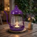 Porta tealight lanterna in vetro teiera viola Ø15cm H26cm | Floristik24.it