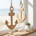 Decorazione a forma di ancora Appendiabiti in legno marittimo Juta naturale 15x25cm 2pz | Floristik24.it