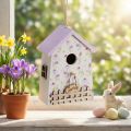 Decorazione primaverile casetta per uccelli lilla bianco H11cm 3 pezzi | Floristik24.it