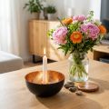Portacandele nero e bronzo, portacandele affusolato, Ø13cm H6cm | Floristik24.it