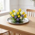 Piatto decorativo in metallo argento lucido Ø34cm H3cm | Floristik24.it