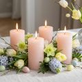 Candele a colonna, rosa chiaro tinta unita, 60×100 mm, set da 4, candele decorative per Pasqua e matrimoni | Floristik24.it