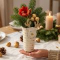 Vaso per piante di renne, decorazione dell'Avvento, decorazione in metallo, fioriera per Natale bianco, dorato H28cm Ø8.5cm | Floristik24.it