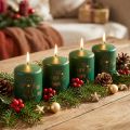 Candele natalizie verdi, set da 4, Ø5cm, H6cm, decorazione dell'Avvento | Floristik24.it