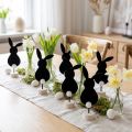 Stand decorazione da tavolo Coniglietti pasquali in feltro nero 19 cm 12 pezzi | Floristik24.it